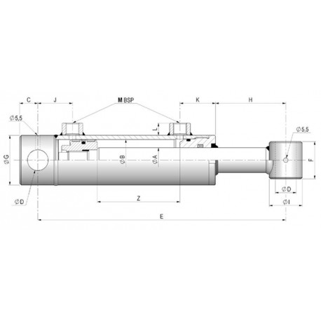 VERIN DOUBLE EFFET CHAPEL ( 703.4 ) Ø30X60 Course 400