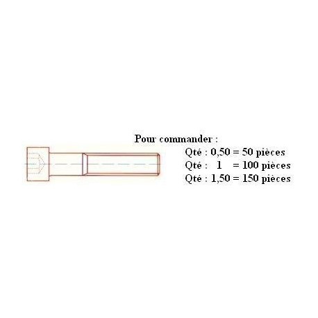 VIS CHc 12.9 Brut DIN 912 M10x90 ( prix aux 100 pièces ) Boitage 50