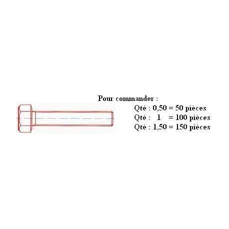 VIS TH 8.8 Zn DIN 933 M8x10 ( prix aux 100 pièces ) Boitage 200