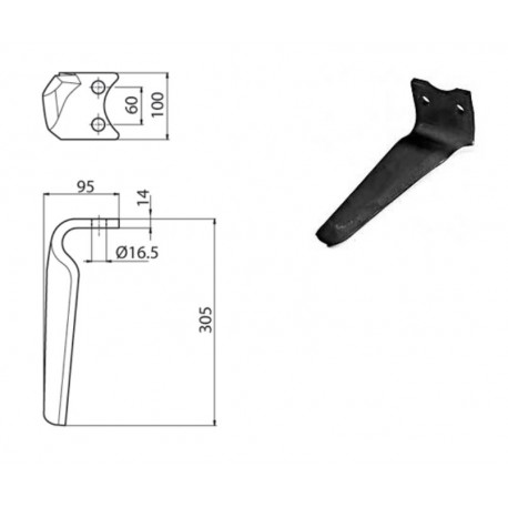 DENT DE HERSE ROTATIVE TYPE PEGORARO 007869 / MUZZI