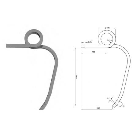 DENT CULTIVATEUR DOUBLE SPIRE 30X30 G. ( dgt 605 ) / BIANCHI